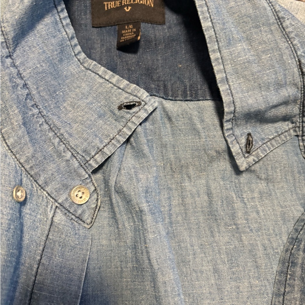 True Religion Light Blue Chambray Shirt
